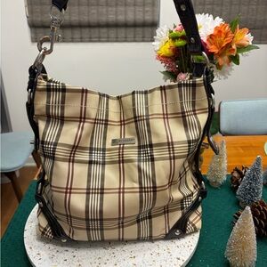 Fashion Tan and Black Plaid Shoulder Bag
